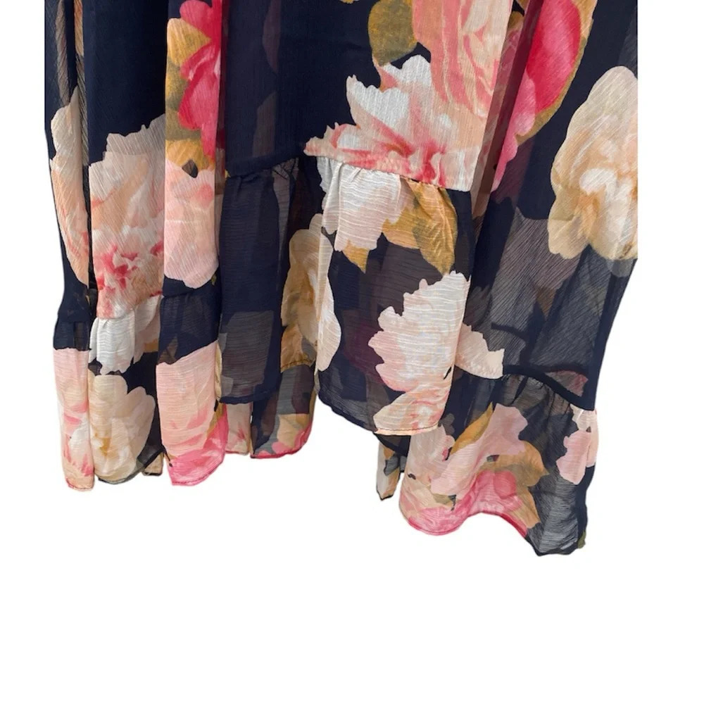 Karl Lagerfeld Paris Floral Chiffon Midi Wrap Dress Size 2 - Picture 11 of 15